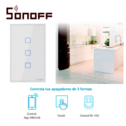 Apagador de pared touch ON/OFF sonoff T2US3C smart...
